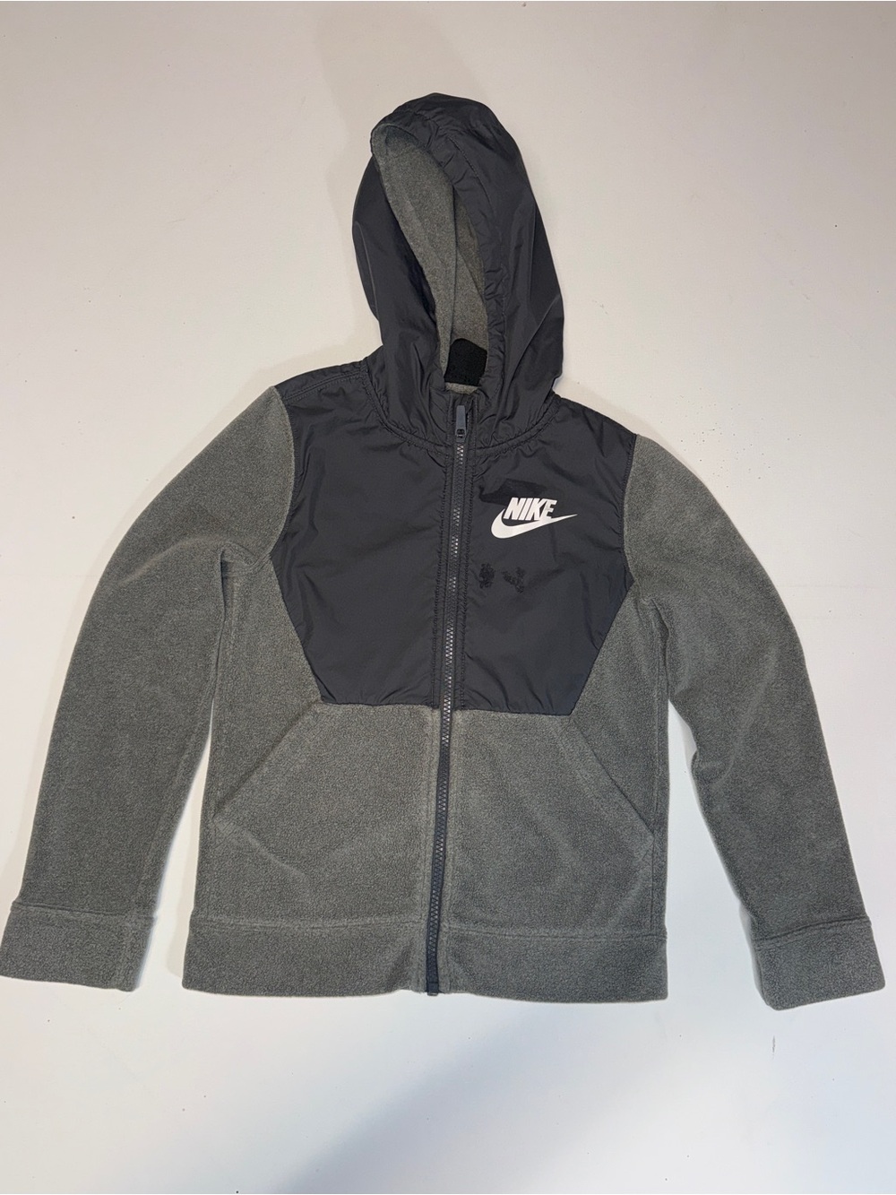 Nike Hooded Fleece Jacket - Light Gray & Charcoal